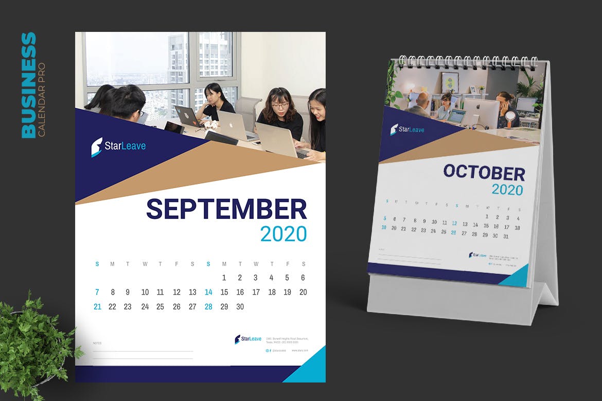 2020年企业定制活页台历表设计模板 Clean Business Calendar Pro插图(5)