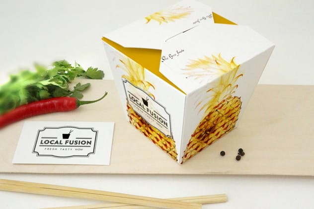 食品外卖纸盒样机模板 Food Box Mockup插图(2)