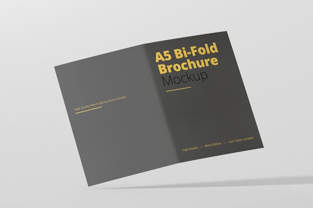 A5双折小册子传单样机模板 A5 Bi-Fold Brochure Mock-Up插图(8)