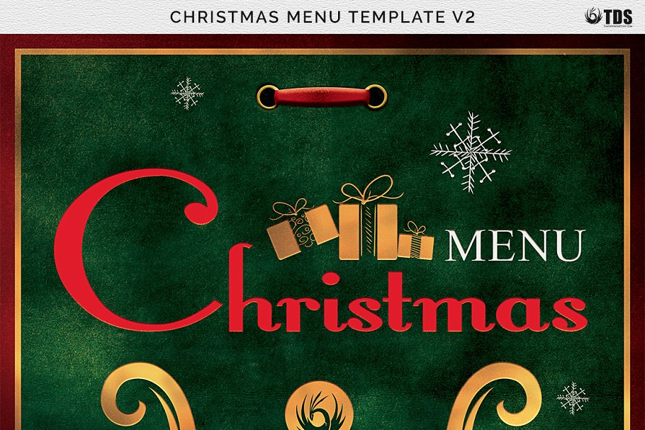 圣诞节主题菜单PSD模板v2 Christmas Menu PSD V2插图(7)