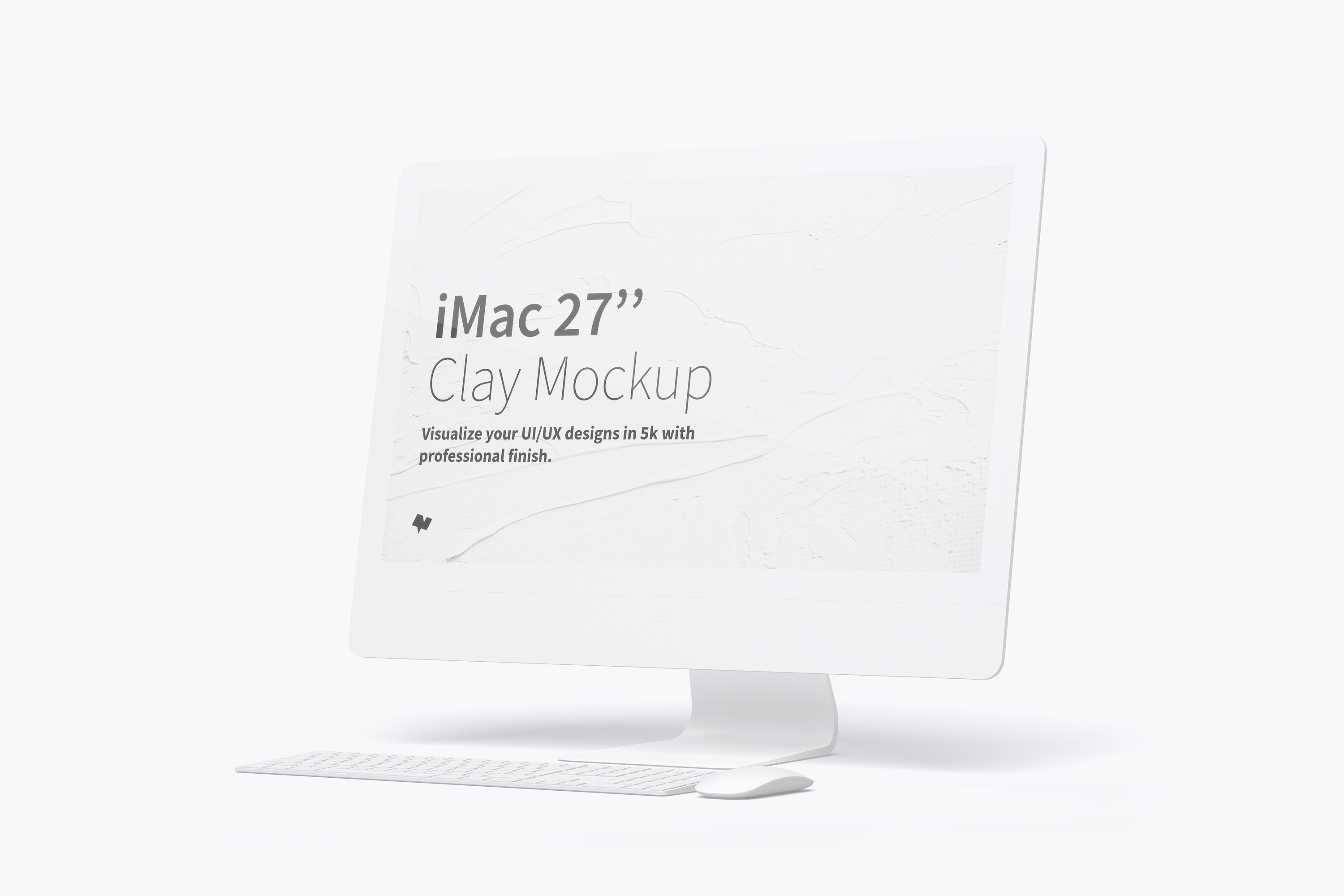 iMac一体机高清屏幕网页UI设计效果右视图样机 Clay iMac 27” Mockup, Right View插图