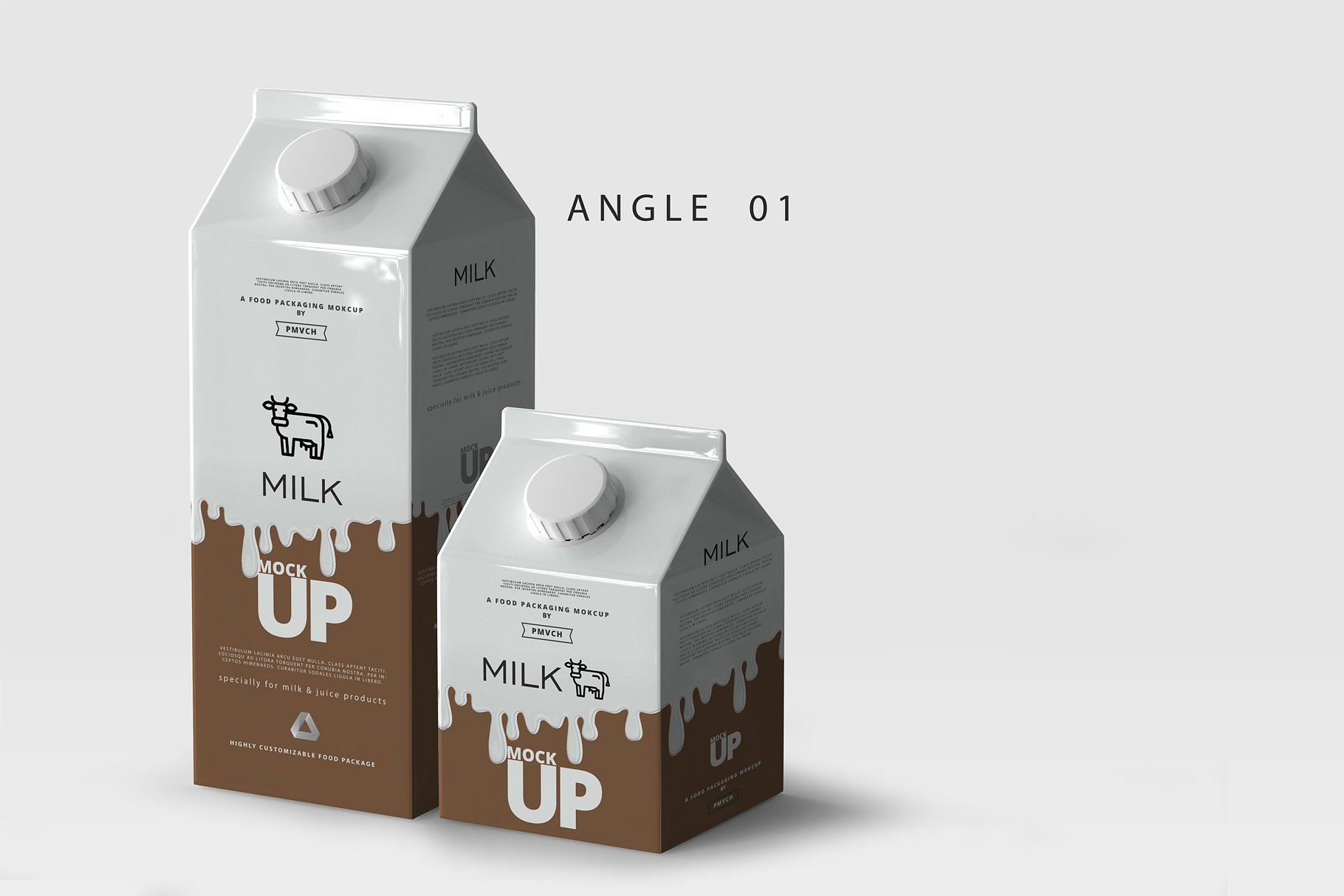 牛奶&果汁纸盒包装展示样机 Milk / Fruit Juice Carton Mockup [psd]插图(1)