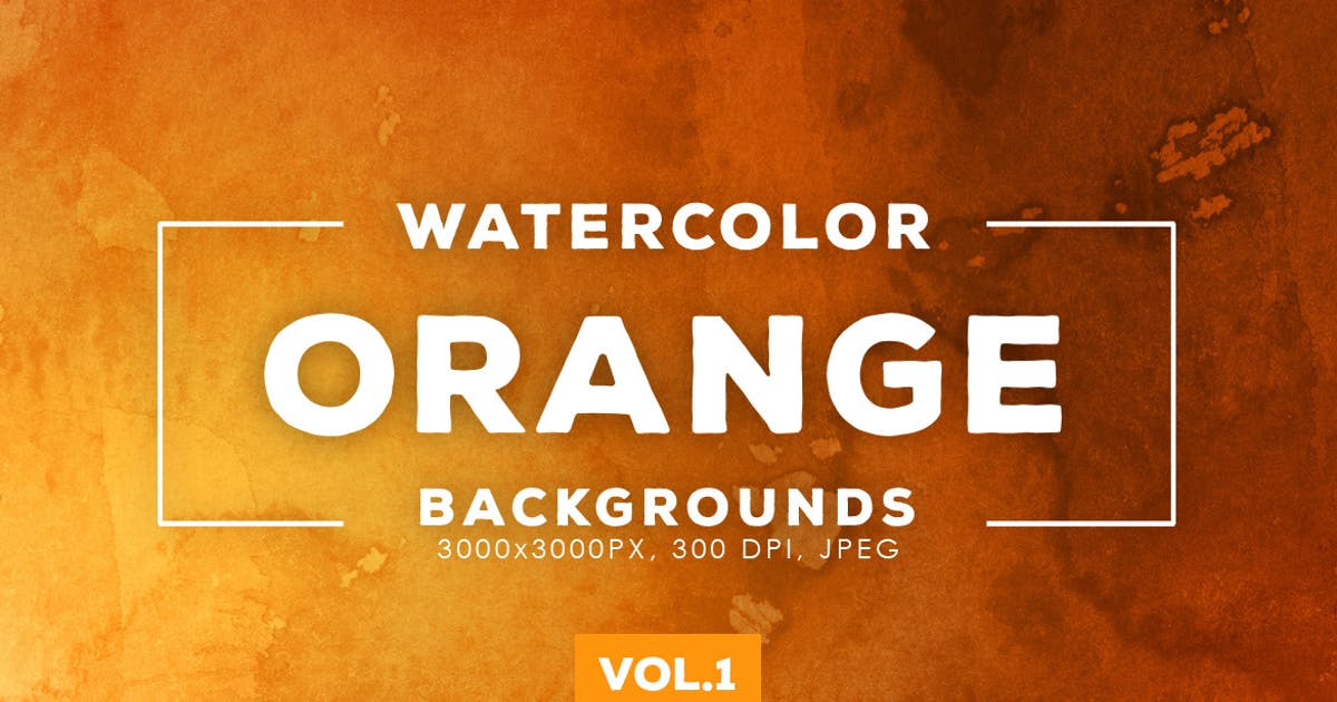 橙色水彩涂料纹理背景设计素材v1 Orange Watercolor Backgrounds Vol.1插图