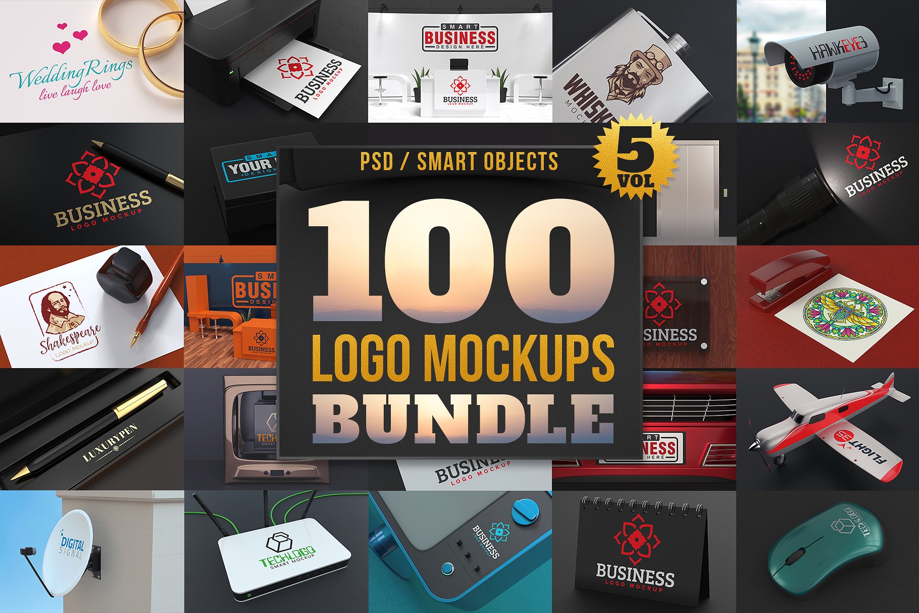 素材库下午茶：100个LOGO展示模型下载 100 Logo Mockups Bundle Vol.5–2.92 GB[psd,png,jpg]插图