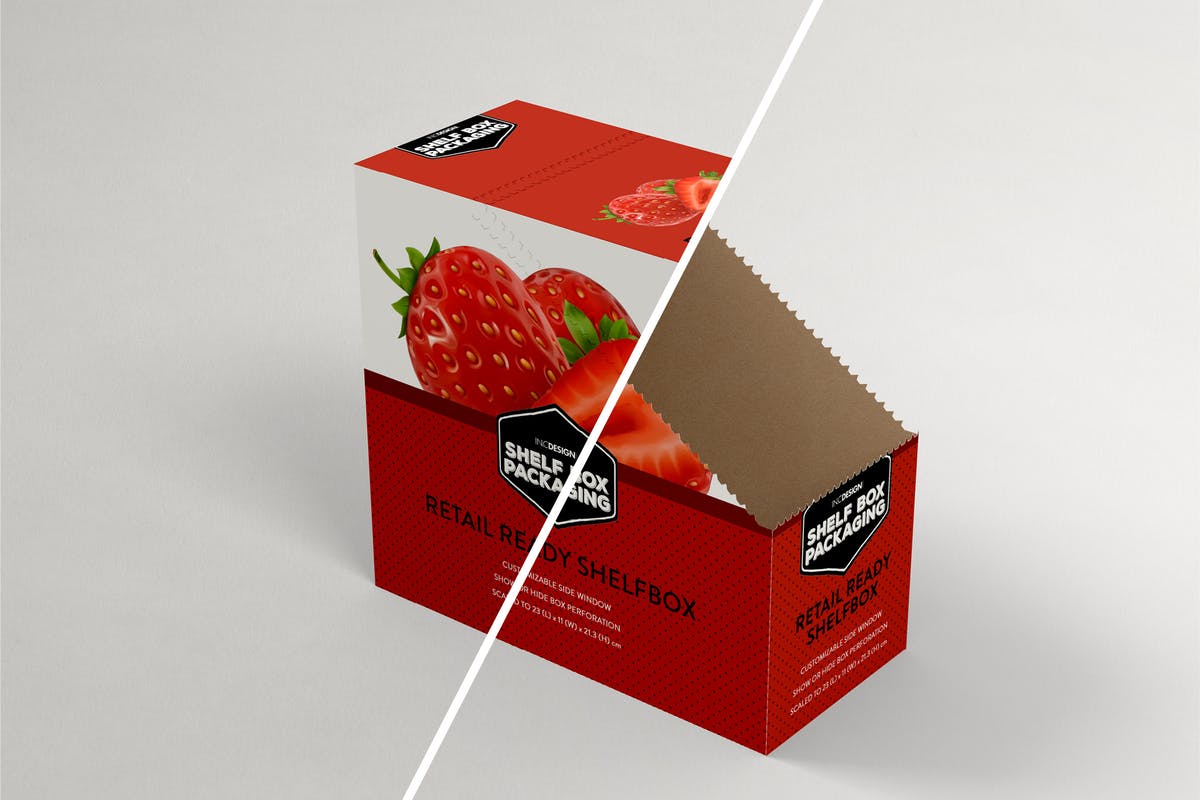 13包装零售货架零食包装盒设计样机模板 Retail Shelfbox 13 Packaging Mockup插图