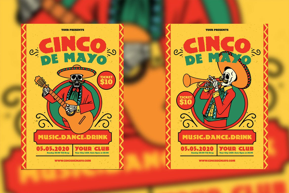 墨西哥五月五日文化节活动海报传单设计模板 Cinco De Mayo Celebration插图(1)