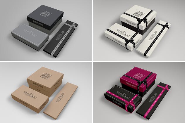 豪华金身丝带礼品盒包装样机Vol.2 Retail Boxes Vol.2: Bag & Box Packaging Mockups插图(4)