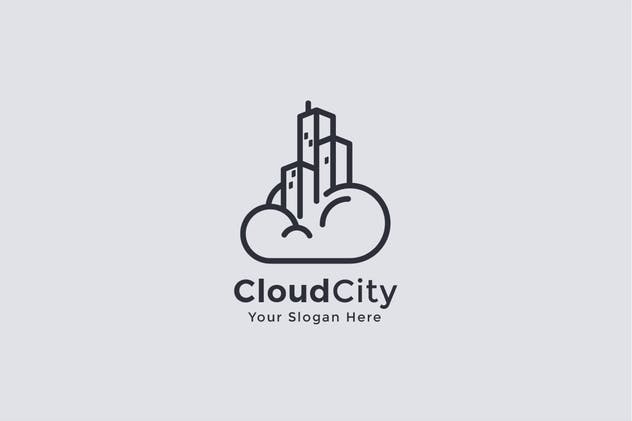 云服务云储存服务品牌Logo模板 Cloud City Logo Template插图(3)