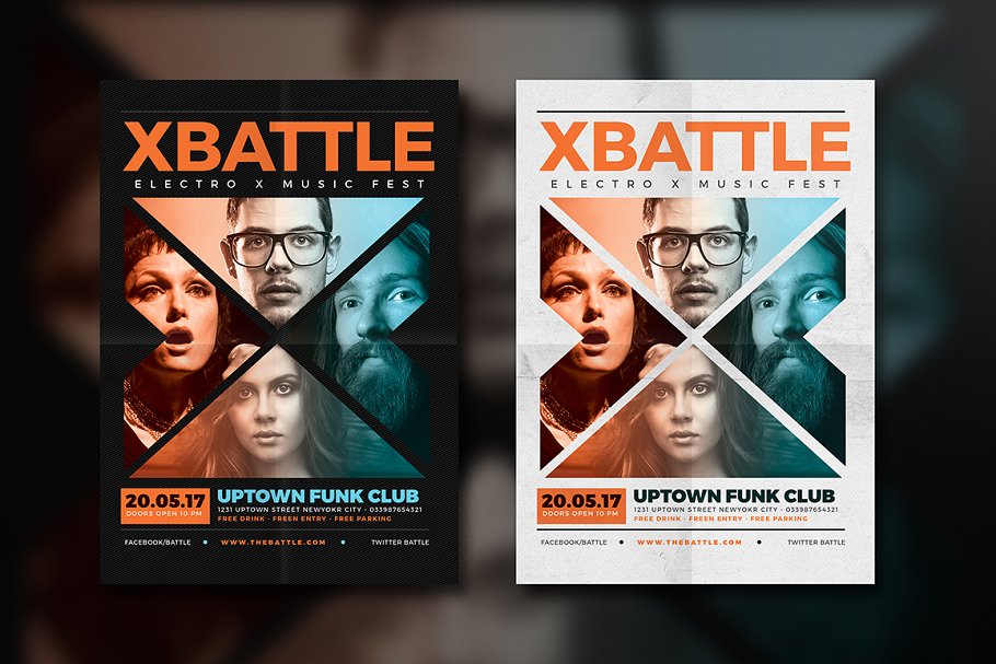 X构造音乐活动宣传海报传单模板 X Battle Music Flyer插图
