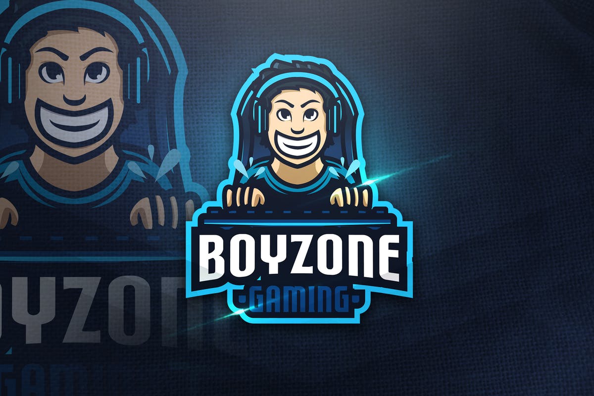男生游戏卡通形象Logo模板 Boyzone Gaming – Mascot Logo插图