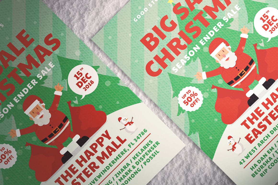圣诞节促销海报传单设计模板 Christmas Sale Flyer插图(1)