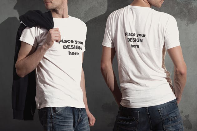 圆领T恤欧美型男模特上身效果样机模板 Crew Neck T-shirt Mock-up Male Version插图(7)