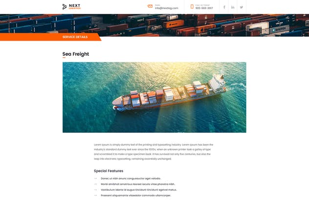 交通运输快递物流公司网站PSD模板 Logistics Transportation Shipping Agency Business插图(7)