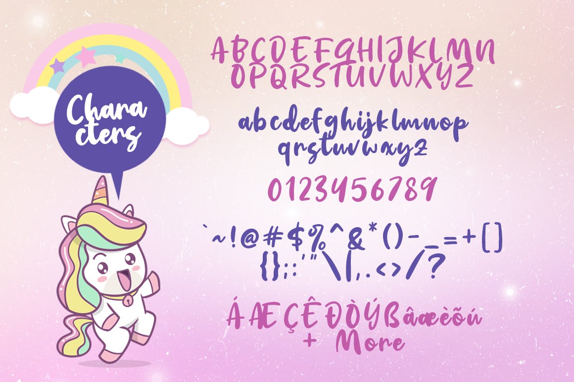 有趣大胆的英文儿童书法字体 Kindness Unicorn插图(4)