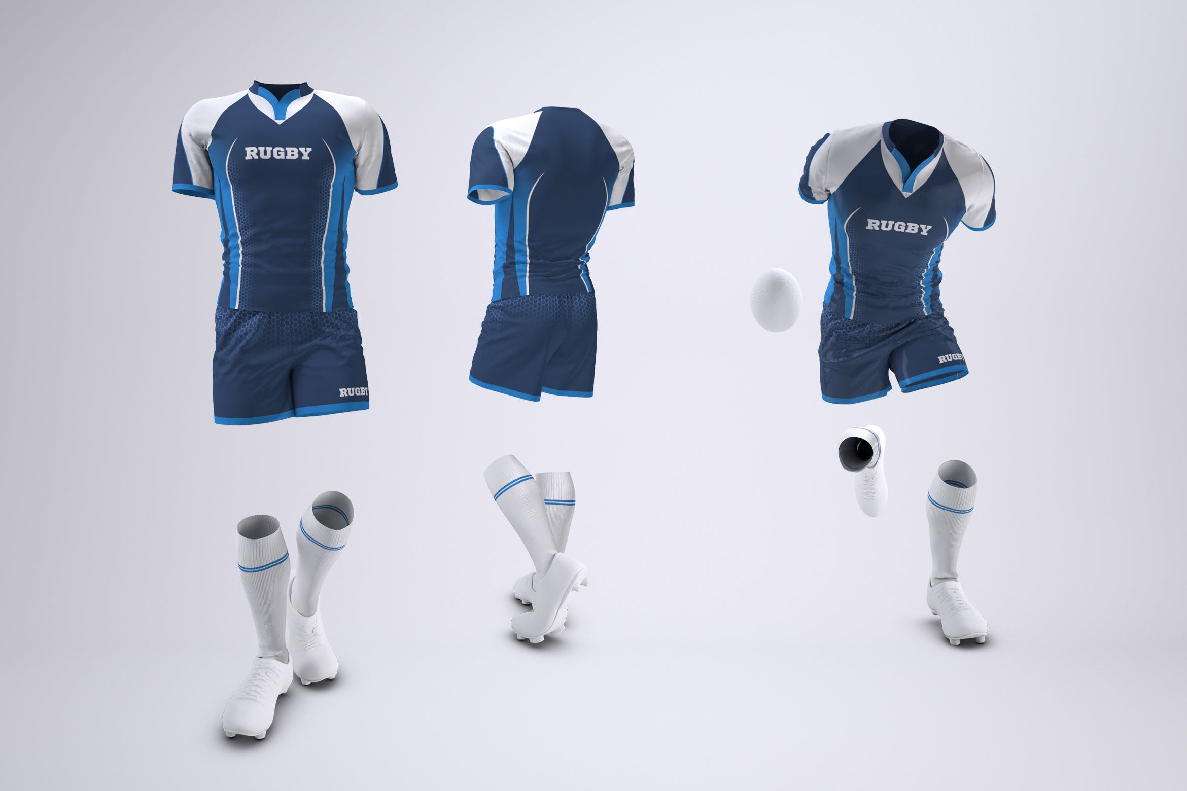 橄榄球队球衣球服外观设计效果图样机模板 Rugby Team Uniform Mock-Up插图