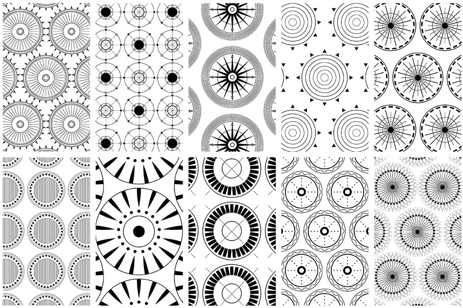 高端大气几何圆形图案纹理 Geometric Circles Patterns Set插图(4)