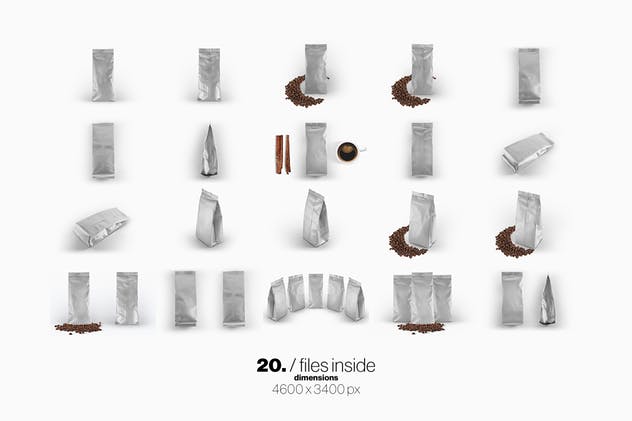 咖啡豆袋装外观设计样机 Coffee Bag Packaging Mockup插图(14)