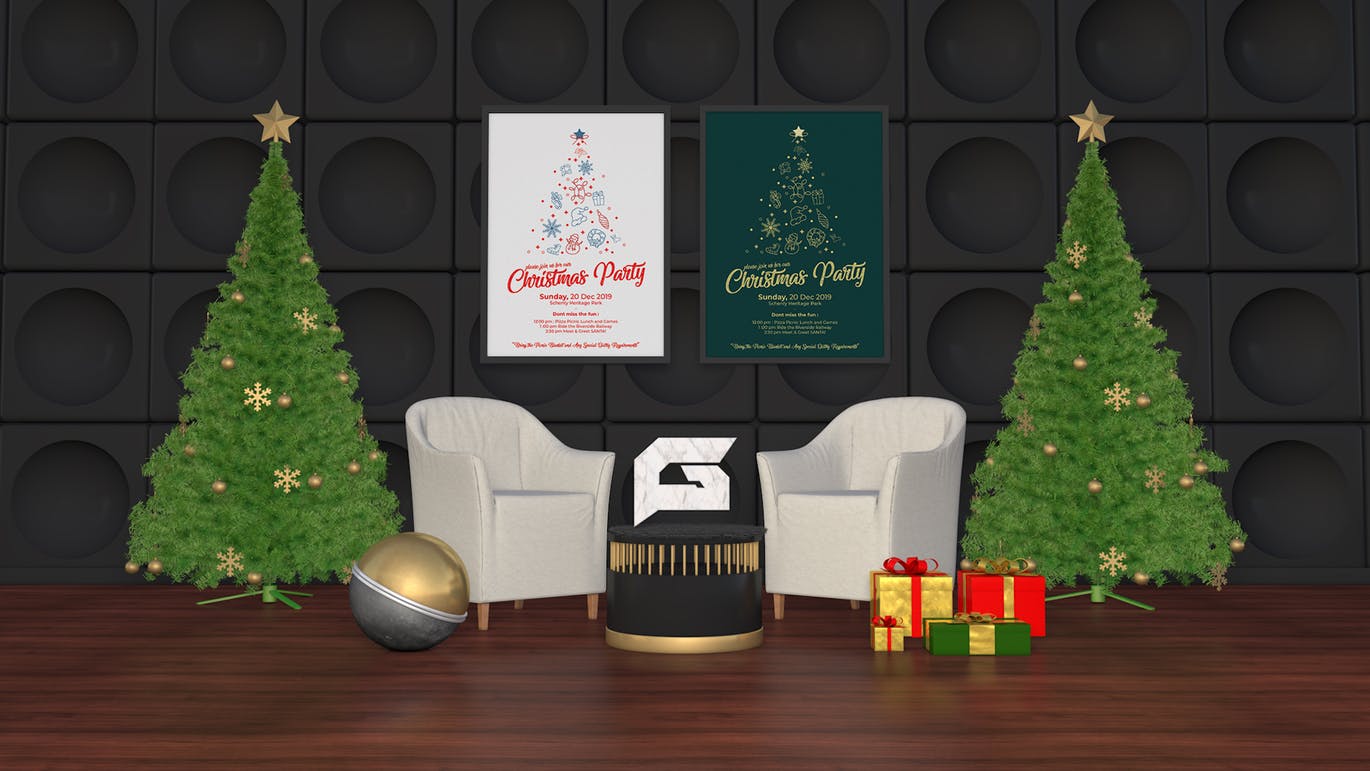 圣诞节主题派对邀请传单设计模板 Christmas Invitation Flyer插图(2)