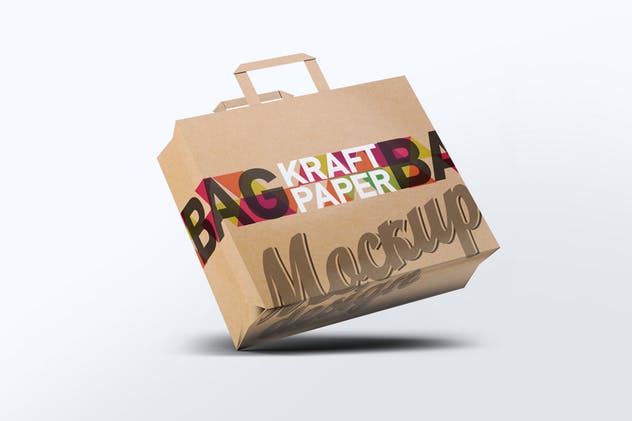 牛皮纸购物袋样机模板 Kraft Paper Bag Mock-Up插图(1)