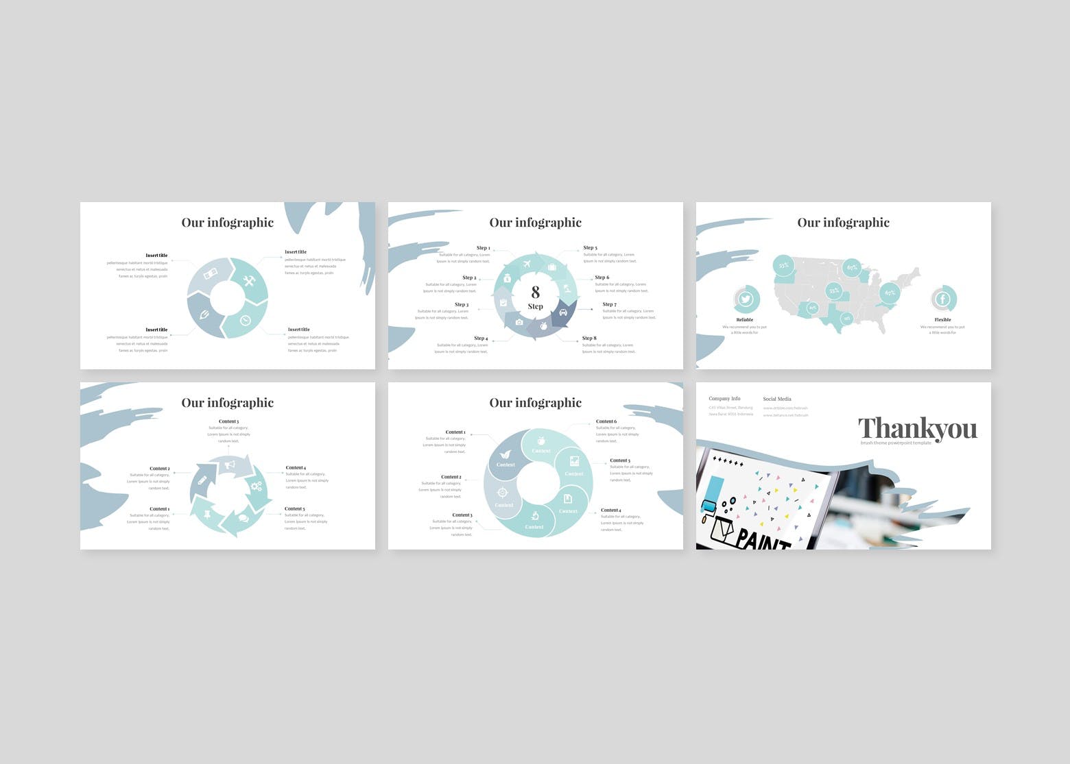 创意油画艺术机构PPT幻灯片模板 Hebrush – Powerpoint Template插图(4)