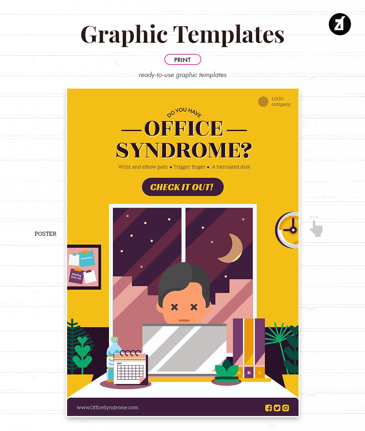 办公室综合症主题矢量插画素材 Office syndrome graphic templates插图(1)