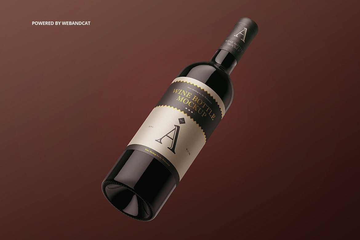 洋酒/葡萄酒酒瓶外观设计效果预览样机 Wine Bottle Mockup插图(6)
