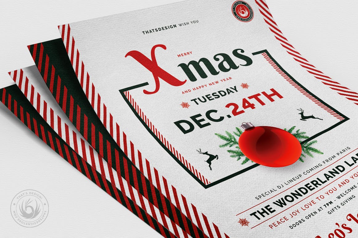 圣诞节平安夜活动主题海报传单设计模板v12 Christmas Eve Flyer Template V12插图(4)