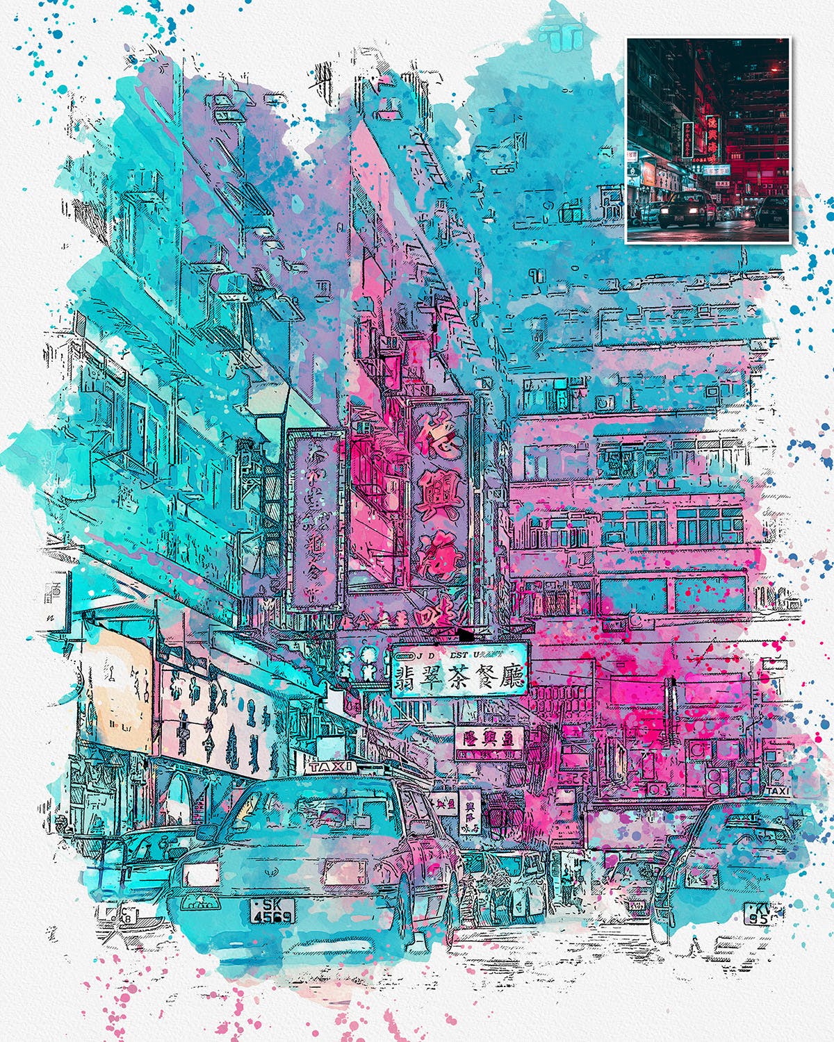 城市速写艺术效果PS动作 Urban Sketch Photoshop Action插图(10)