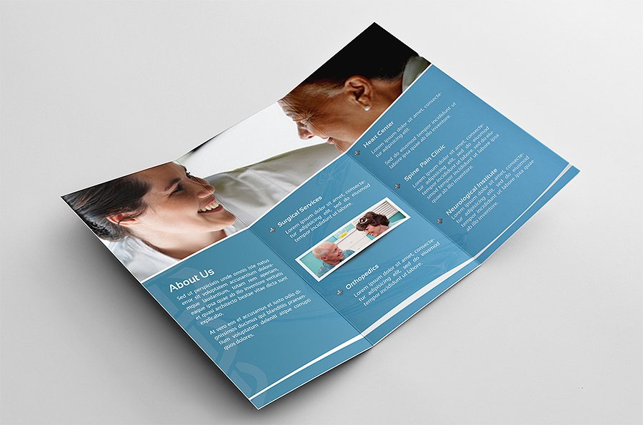 医疗保健服务宣传传单设计模板 Medical Trifold Brochure插图