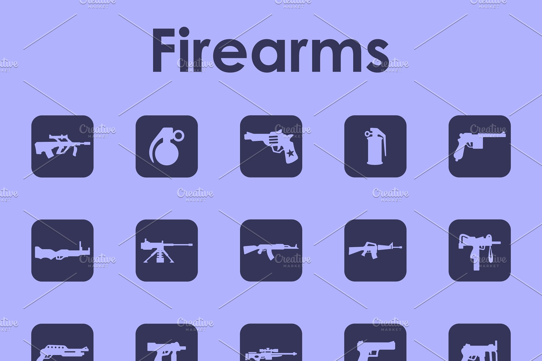 各类枪支简约图标素材 firearms simple icons插图(1)