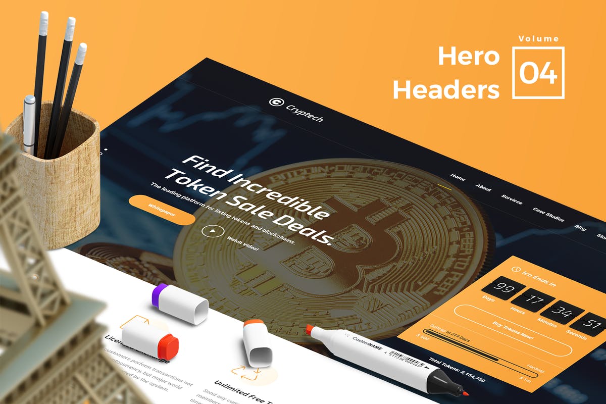 网站头部设计巨无霸Header设计模板V4 Hero Headers for Web Vol 04插图
