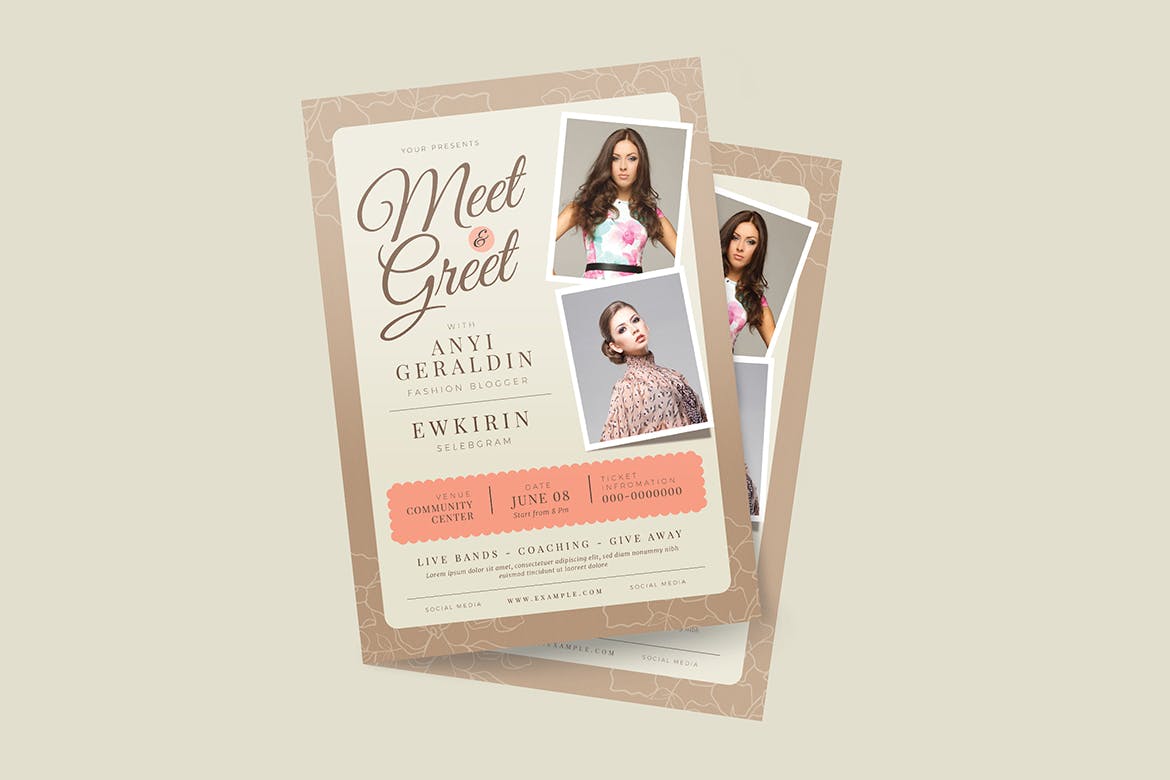 明星见面会/人物演讲座谈活动海报设计模板 Meet & Greet Flyer插图(3)