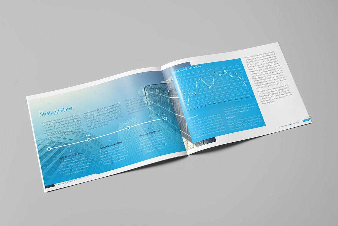 蓝色经典高科技公司画册设计模板 Blue Corporate Horizontal Brochure插图(7)