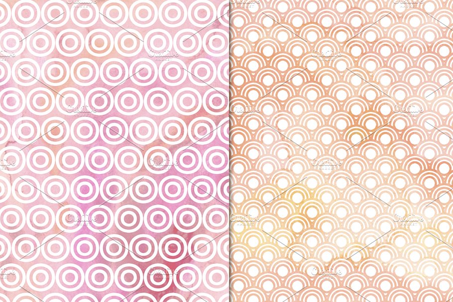 暖色水彩波尔卡圆点图案素材 Warm Watercolor Polka Dot Patterns插图(3)