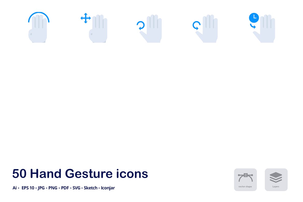 触摸手势双色调扁平化矢量图标 Hand Gestures Accent Duo Tone Flat Icons插图(3)