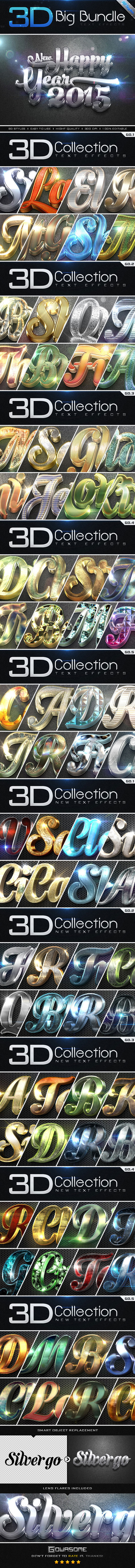 [巨献]完美酷炫的3D立体特效字体图层样式合集(1-5)[PSD,ASL]插图