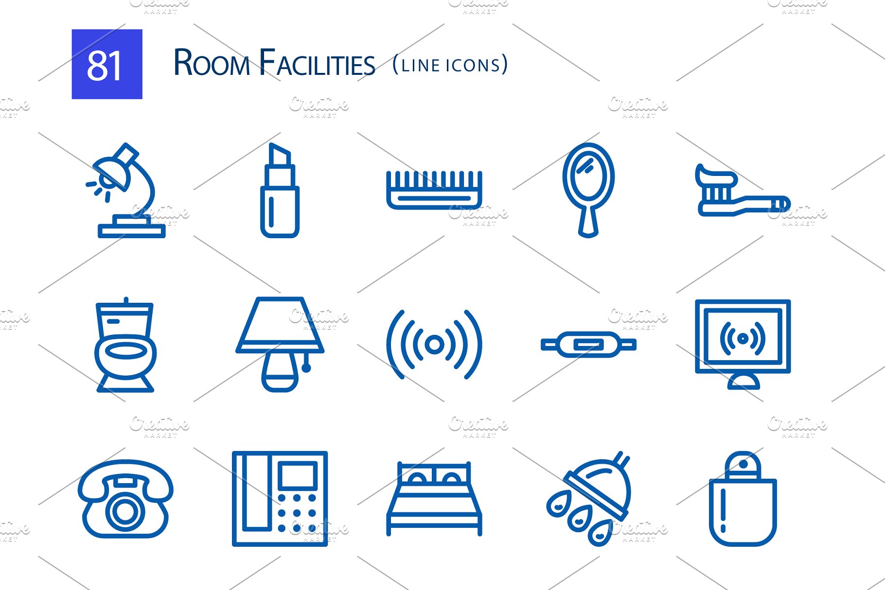 81个房屋电器家居物品矢量线条图标  81 Room Facilities Line Icons插图(4)