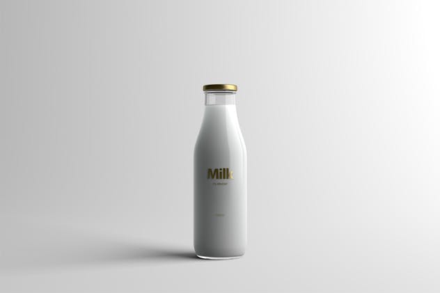 玻璃牛奶瓶牛奶品牌Logo设计展示样机模板 Milk Bottle Packaging Mock-Up插图(9)