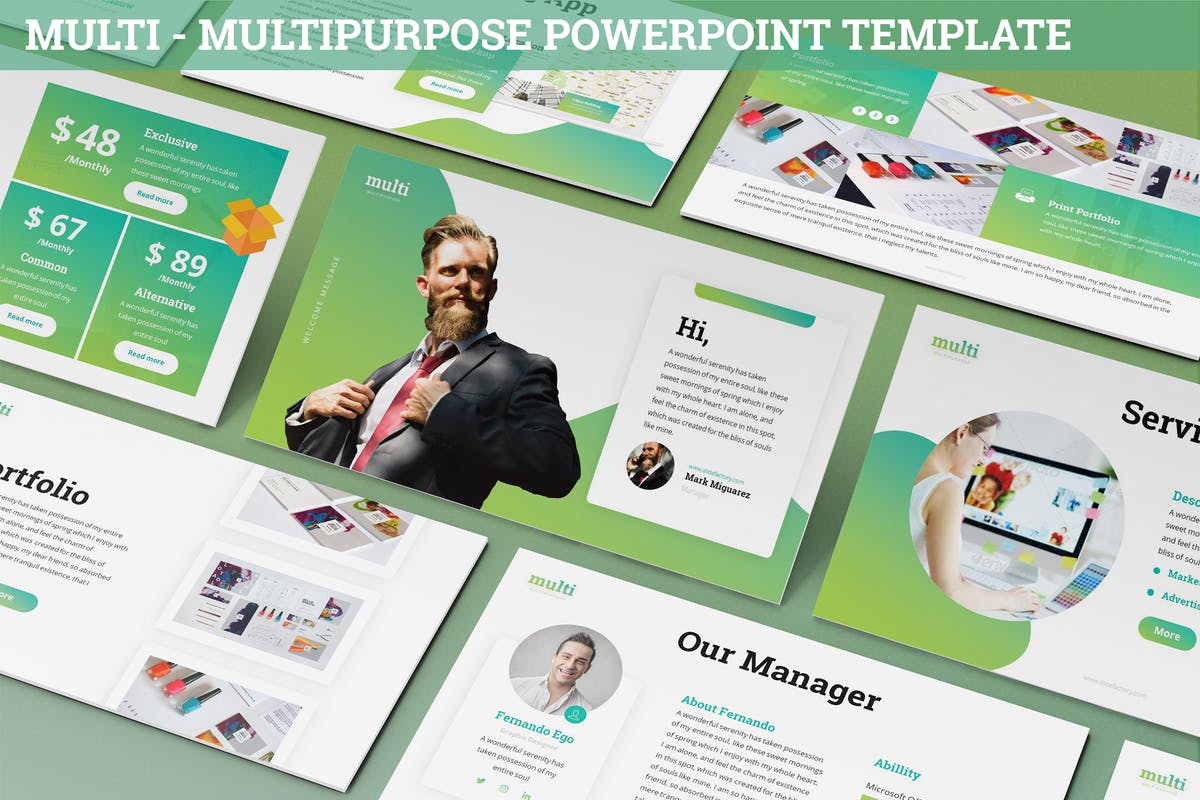 现代渐变颜色主题风格多用途PPT演示模板 Multi – Multipurpose Powerpoint Template插图