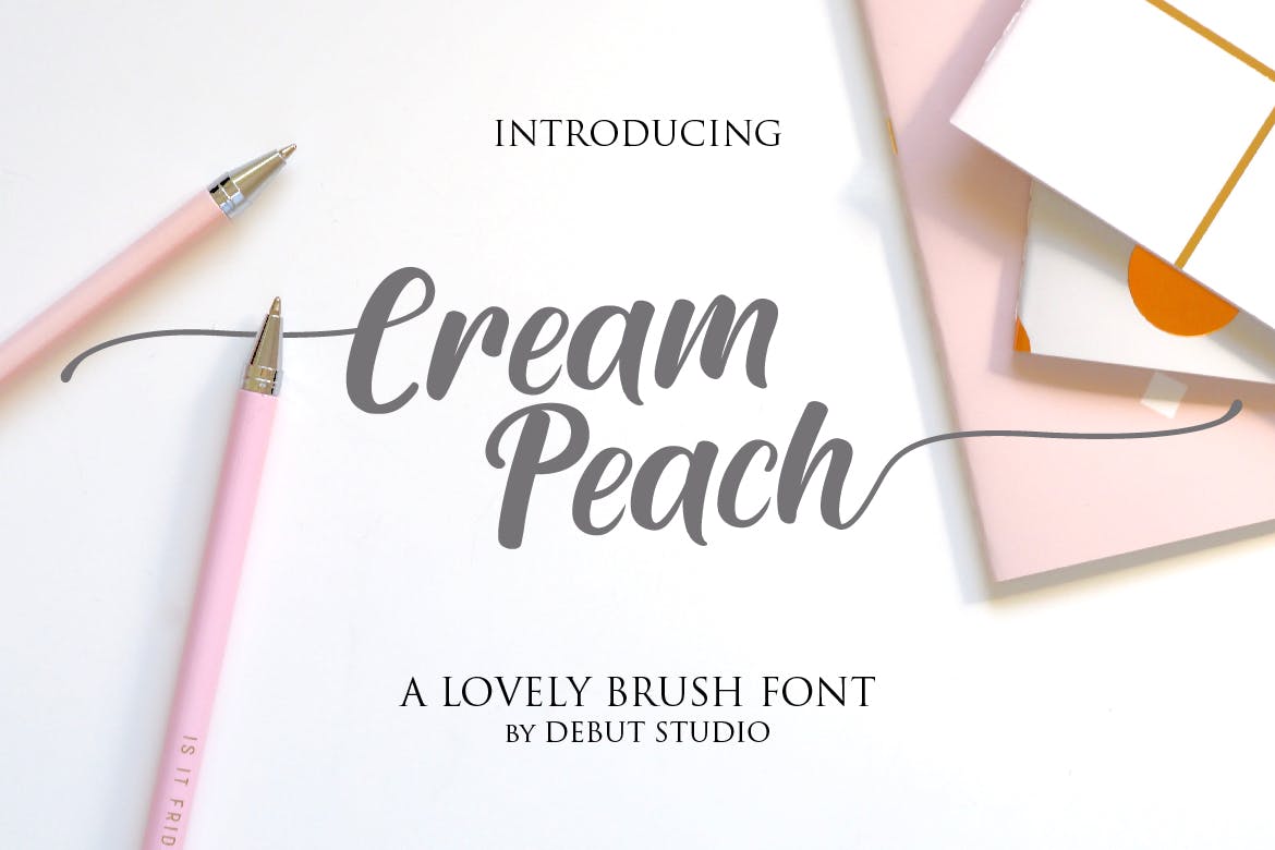 可爱设计风格平面设计英文书法字体下载 Cream Peach插图