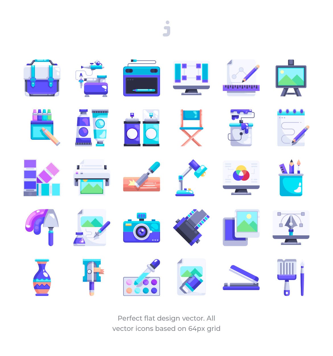 30枚艺术工作室扁平化设计图标 30 Artist studio Icons – Flat插图(1)