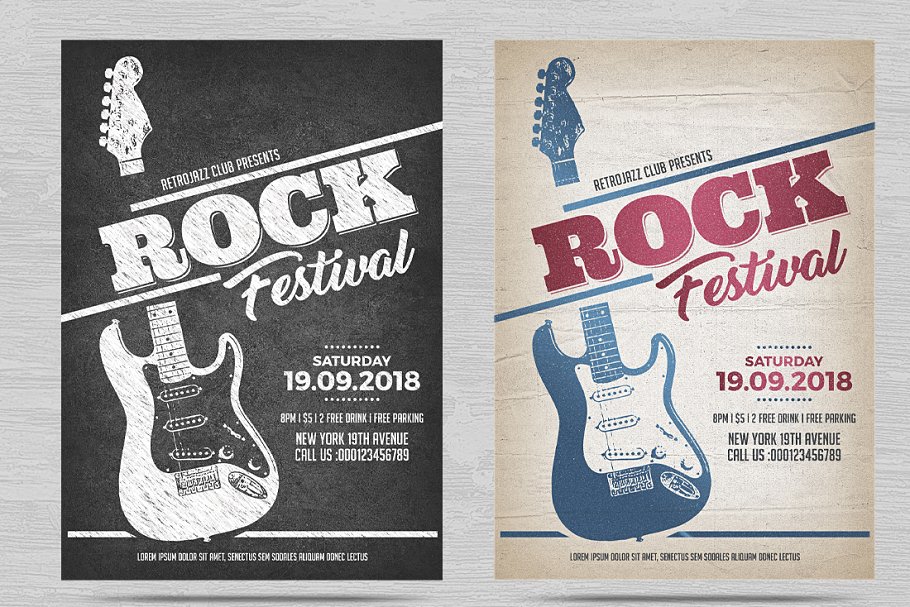 摇滚音乐派对活动传单模板 Rock Festival Flyer插图(1)