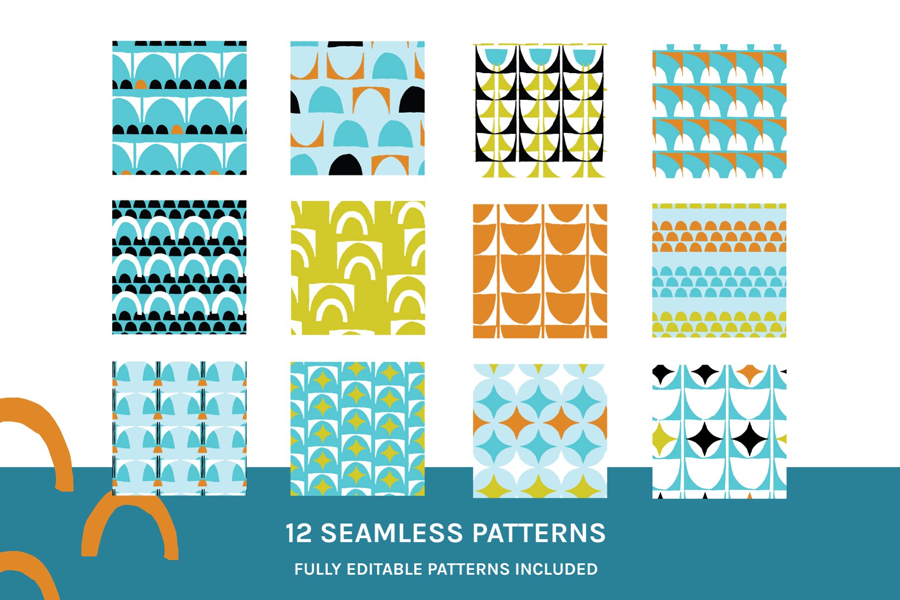世纪中期艺术风格图案无缝纹理 Mod Mid Century | Seamless Patterns插图(1)