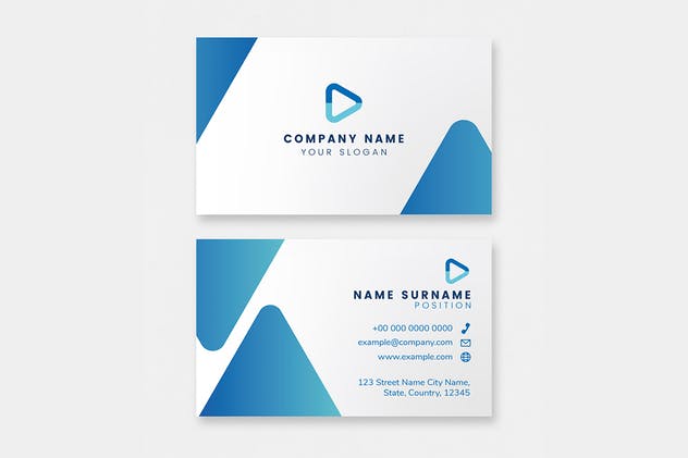 蓝色设计风格企业名片设计模板下载 Professional Blue Business Card Template插图(2)