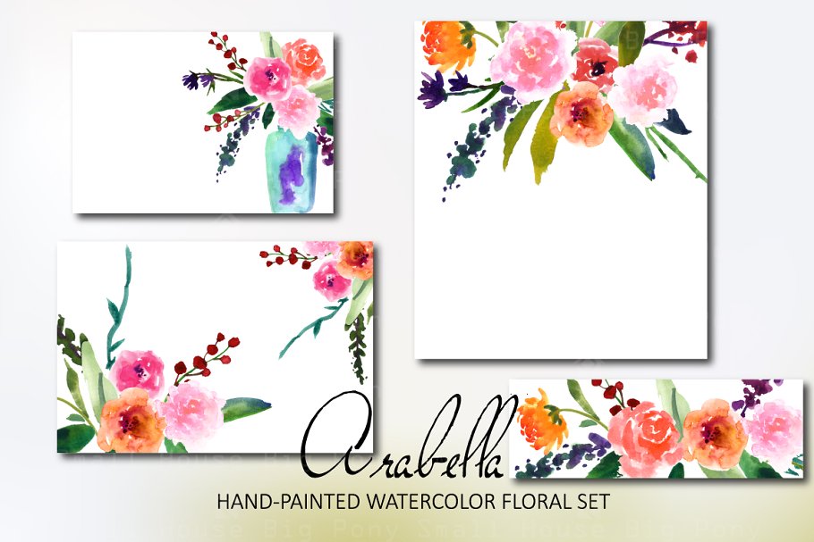 鲜艳水彩艺术插花剪贴画合集 Arabella- Watercolor Clip Art Set插图(3)