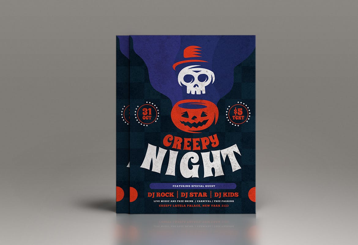 万圣节恐怖之夜节日活动海报设计模板 Halloween Flyer插图(2)