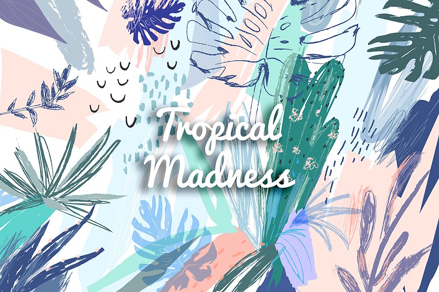 热带疯狂水彩图形插画 Tropical Madness graphic set插图