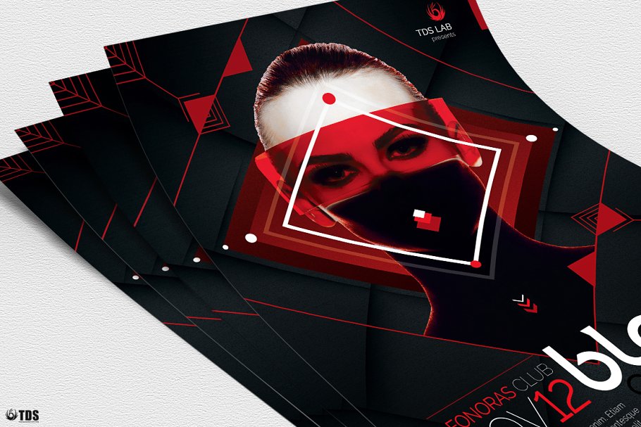 多用途炫酷红黑主题宣传海报模板 Black and Red Flyer PSD V4插图(4)