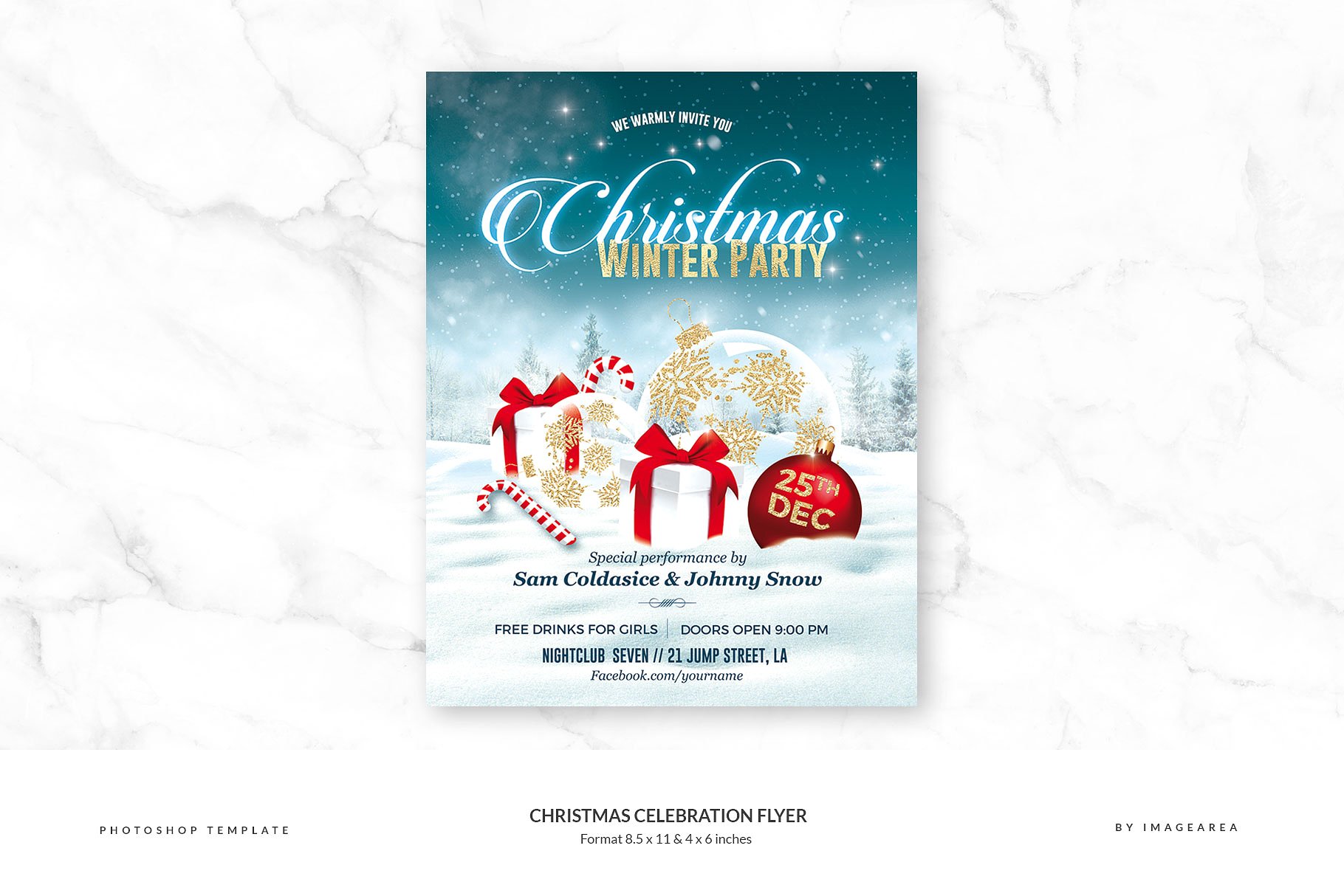 圣诞节庆祝活动传单模板 Christmas Celebration Flyer插图
