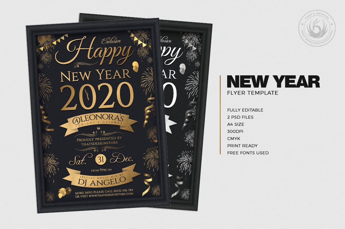2020年新年倒计时活动海报传单设计模板v5 New Year Flyer Template V5插图(1)
